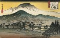 Abendlicher Blick auf einen Tempel in den Hügeln Utagawa Hiroshige Ukiyoe